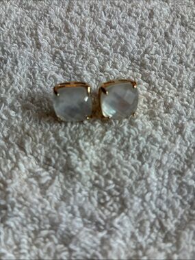 Kate Spade Gold-Setting White Chalcedony Stud Earrings